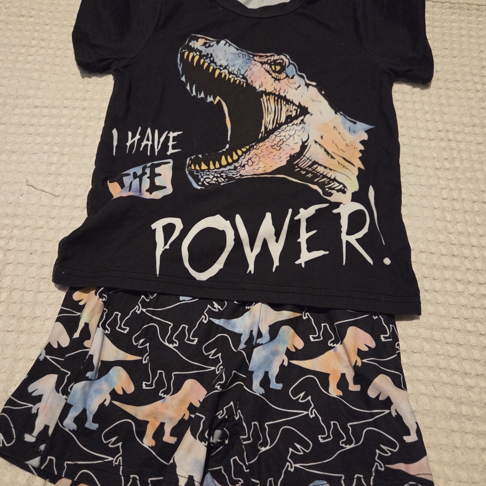 Kids Dinosaur Pajama Set - Black